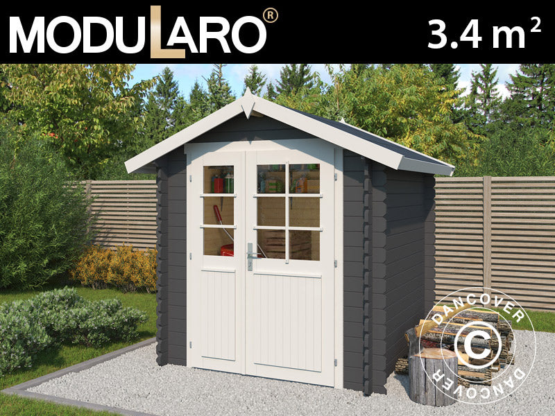 Redskabsskur i træ Toulouse 1,9x1,9x2,22m, 28mm, 3,4m², Mørkegrå