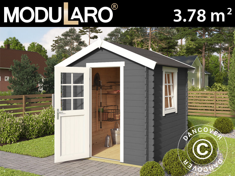 Redskabsskur i træ Lyon 2x2x2,34m, 28mm, 3,78m², Mørkegrå