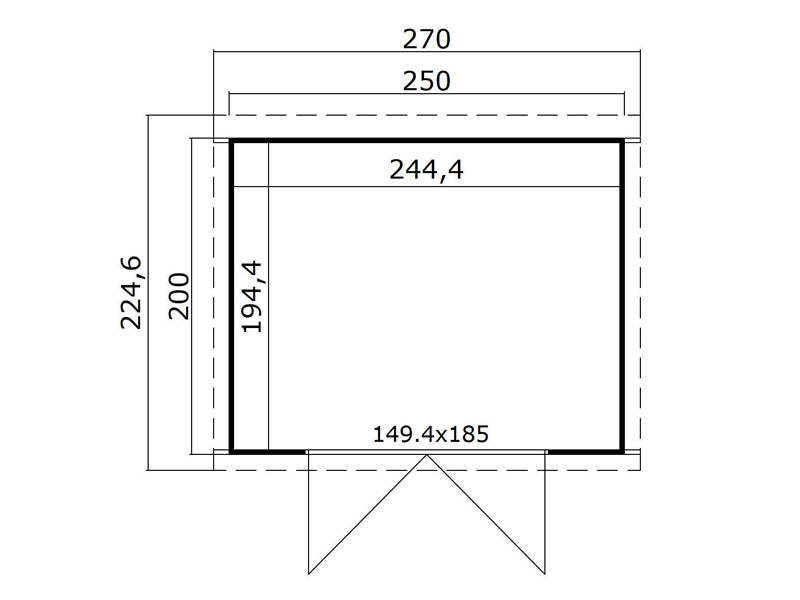 Redskabsskur i træ Torrent 2,5x2x2,11m, 28mm, 4,75m², Mørkegrå