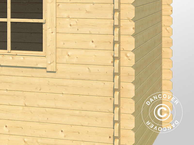 Redskabsskur i træ Asker 3,8x2,3x2,11m, 28mm, 8,4m², Natur