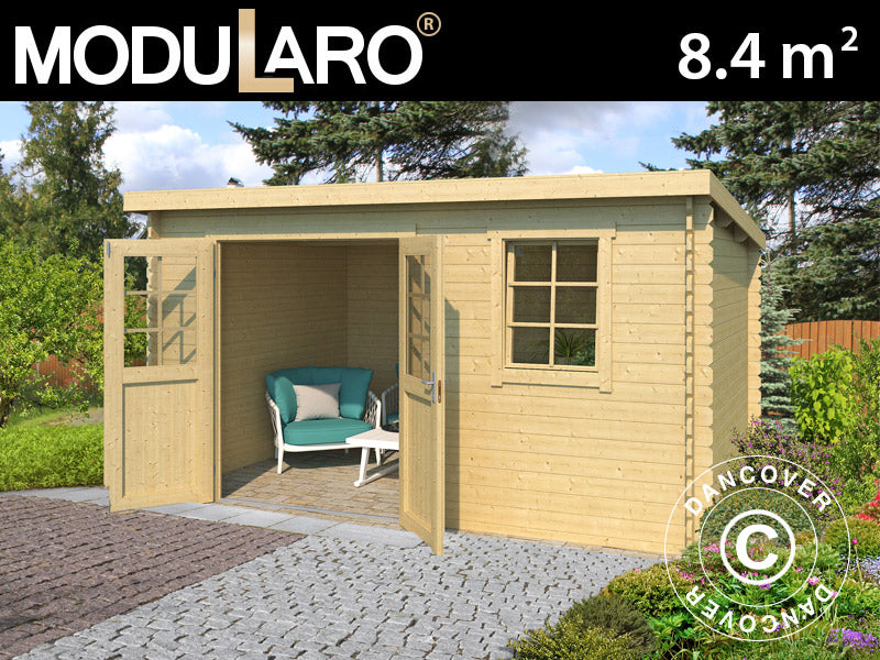 Redskabsskur i træ Asker 3,8x2,3x2,11m, 28mm, 8,4m², Natur