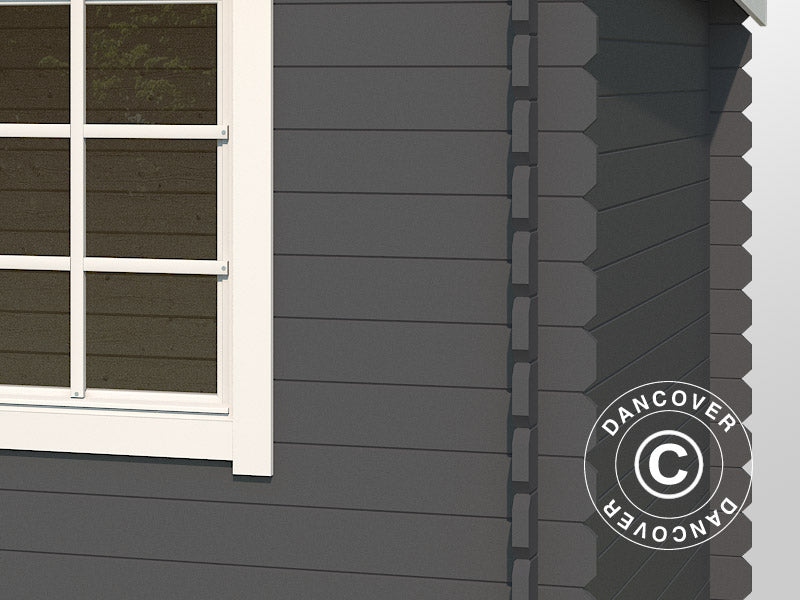 Redskabsskur i træ Asker 3,8x2,75x2,11m, 28mm, 10,09m², Mørkegrå