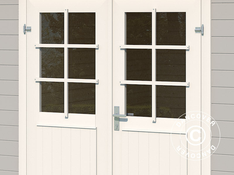 Redskabsskur i træ Asker 3,8x2,75x2,11m, 28mm, 10,09m², Lysegrå