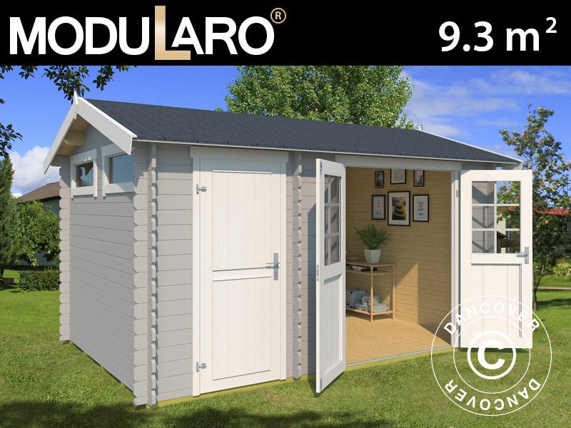 Redskabsskur i træ Narva 3,8x2,5x2,39m, 28mm, 9,3m², Lysegrå