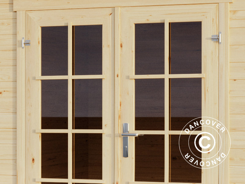 Redskabsskur i træ, anneks Riga 4,25x2,8x2,22m, 34mm, 11,3m², Natur