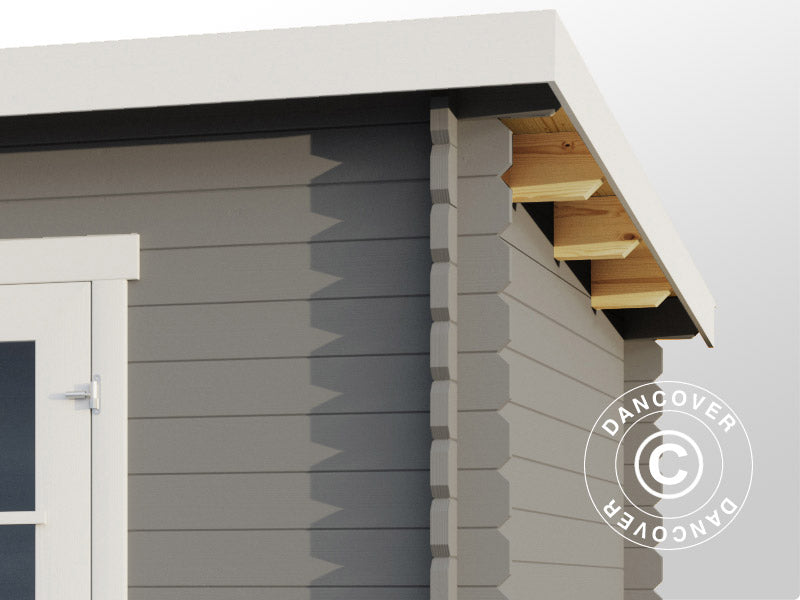 Redskabsskur i træ, anneks Riga 4,25x2,8x2,22m, 34mm, 11,3m², Lysegrå