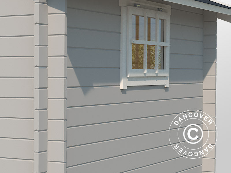 Vægskur i træ Vanda 1,8x2,75x2,68m, 28mm, 4,7m², Lysegrå