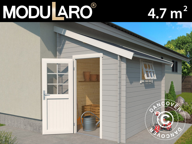 Vægskur i træ Vanda 1,8x2,75x2,68m, 28mm, 4,7m², Lysegrå