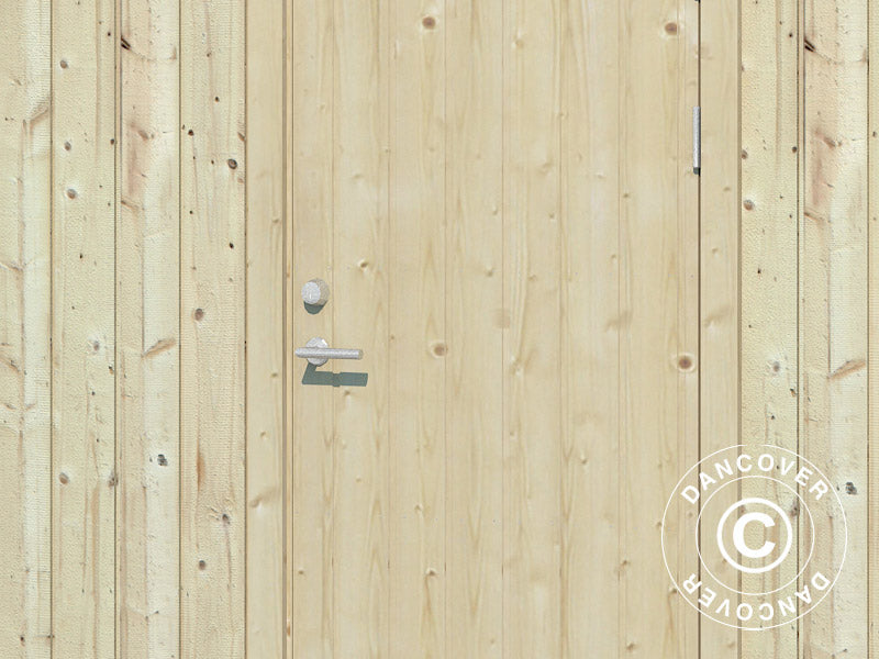 Redskabsskur i træ m/gulv, 5,61x3,3x2,59m, 16,9m², Natur