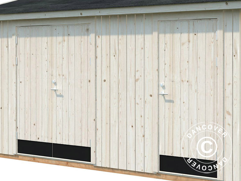 Redskabsskur i træ m/gulv, 4,52x3,3x2,61m, 13,5m², Natur