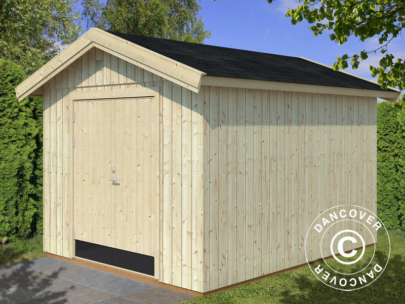 Redskabsskur i træ m/gulv, 2,75x3,44x2,67m, 8,4m², Natur