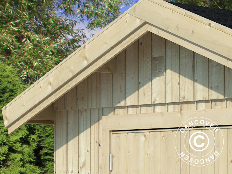 Redskabsskur i træ m/gulv, 2,75x3,44x2,67m, 8,4m², Natur