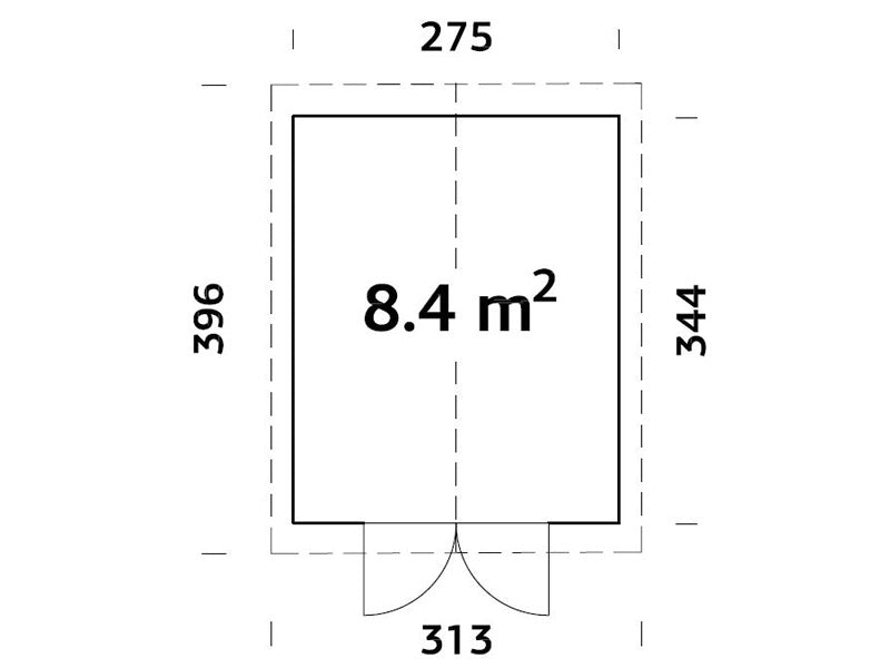 Redskabsskur i træ m/gulv, 2,75x3,44x2,67m, 8,4m², Natur