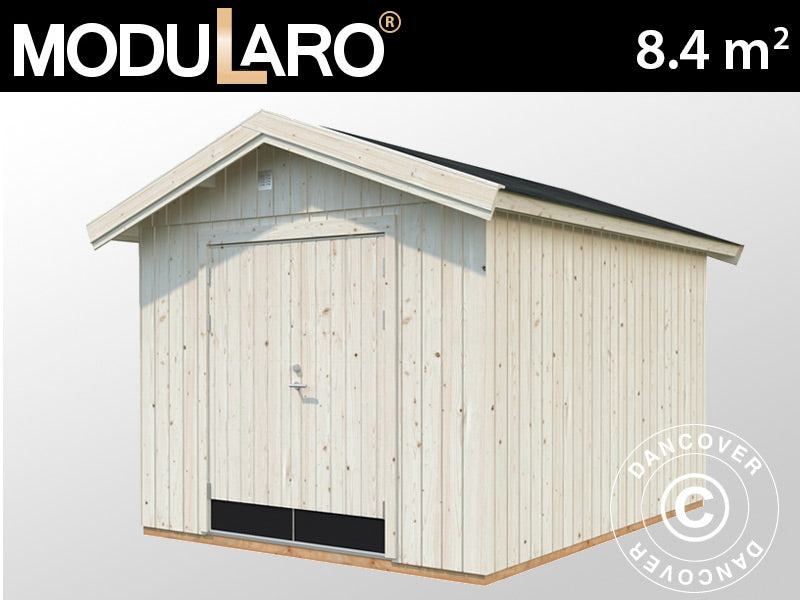 Redskabsskur i træ m/gulv, 2,75x3,44x2,67m, 8,4m², Natur