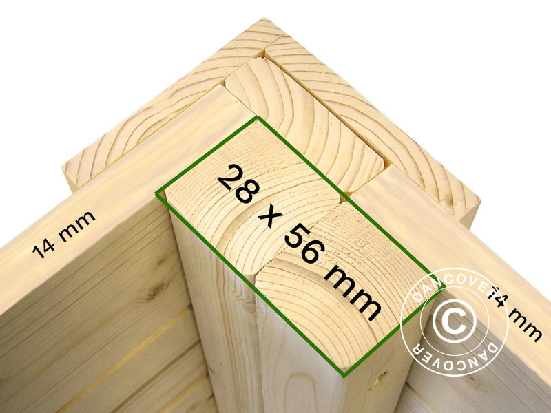 Cykelskur i træ, Bertilo Wallstore Velo, 2,06x1,02x1,35m, 2,1m², Natur