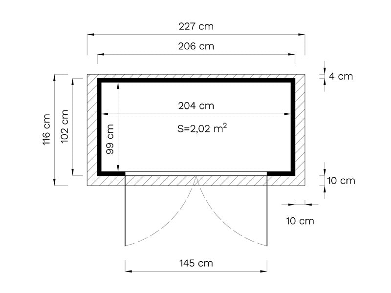 Cykelskur i træ, Bertilo Wallstore Velo, 2,06x1,02x1,35m, 2,1m², Natur