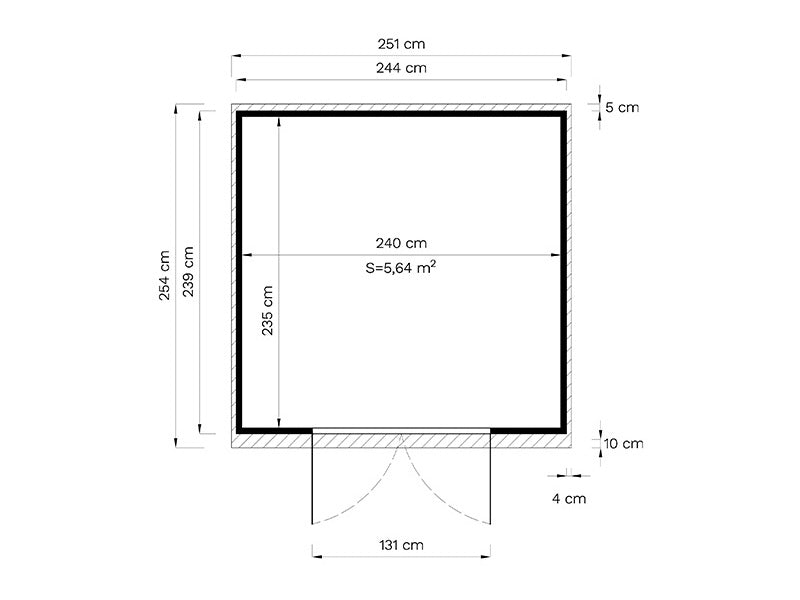 Redskabsskur i træ, Bertilo Alster 4, 2,44x2,39x2,1m, 5,83m²