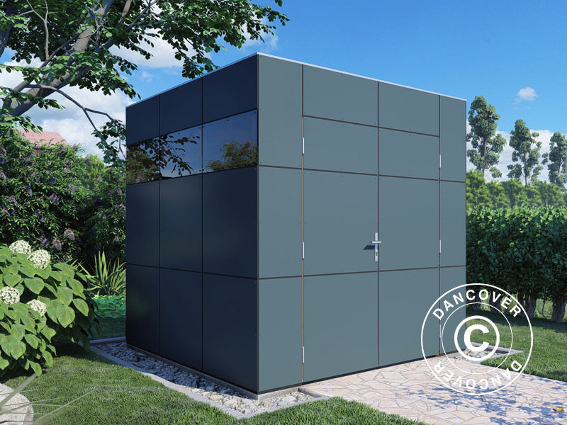 Redskabsskur i træ, Bertilo HPL 1, 2,3x2,28x2,3m, 5,24m², Antracit/Grå