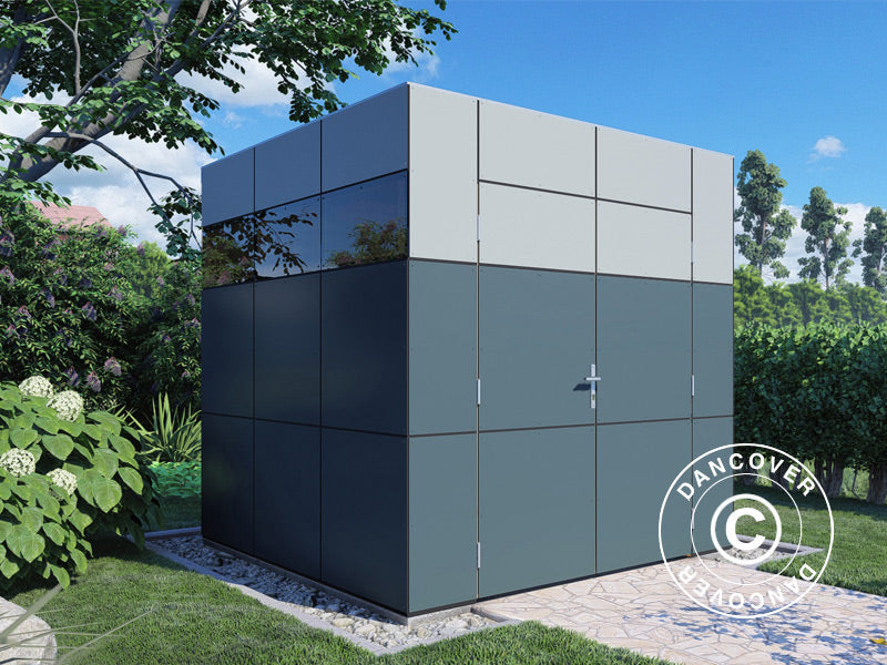 Redskabsskur i træ, Bertilo HPL 1, 2,3x2,28x2,3m, 5,24m², Antracit/Grå