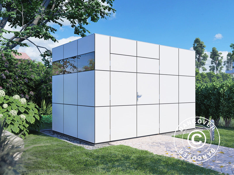 Redskabsskur i træ, Bertilo HPL 2, 3,45x2,28x2,3m, 7,86m², Antracit/Hvid