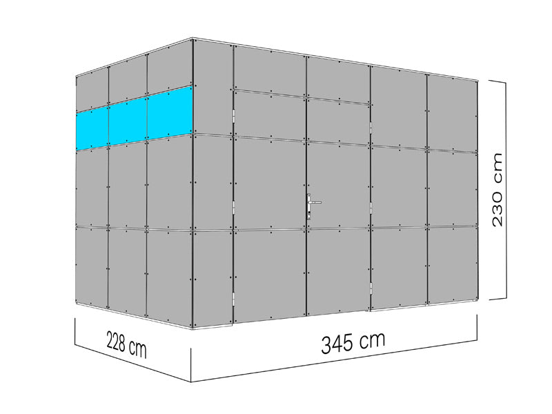 Redskabsskur i træ, Bertilo HPL 2, 3,45x2,28x2,3m, 7,86m², Antracit/Hvid