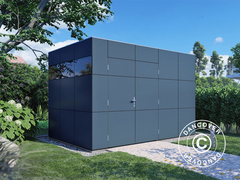 Redskabsskur i træ, Bertilo HPL 2, 3,45x2,28x2,3m, 7,86m², Antracit/Grå