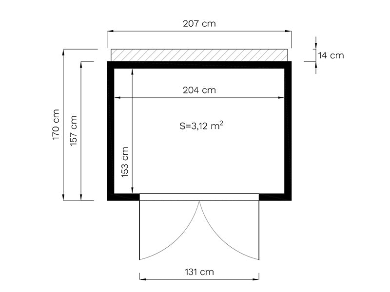 Redskabsskur i træ, Bertilo Cubico 2, 2,07x1,57x2,08m, 3,2m², Natur