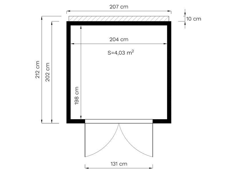 Redskabsskur i træ, Bertilo Cubico 3, 2,07x2,02x2,08m, 4,1m², Natur