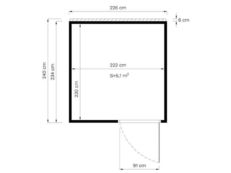 Redskabsskur i træ, Bertilo Cubus 2, 2,26x2,34x2,32m, 5,3m², Grå