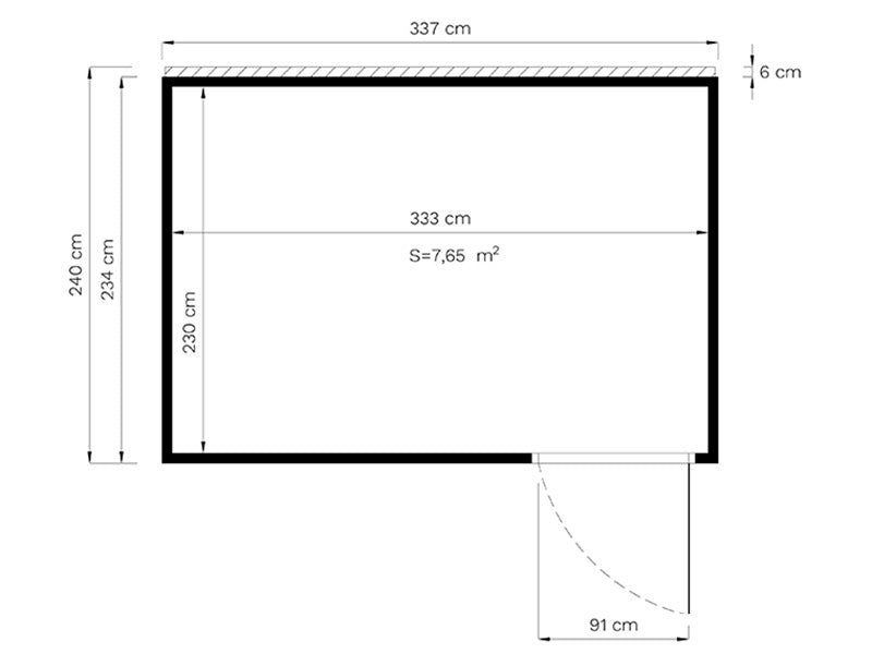 Redskabsskur i træ, Bertilo Cubus 3, 3,37x2,34x2,32m, 7,9m², Grå