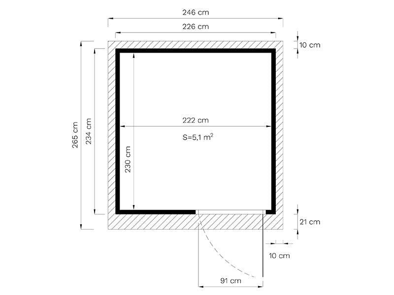 Redskabsskur i træ, Bertilo Pentus 2, 2,26x2,34x2,33m, 5,1m², Grå