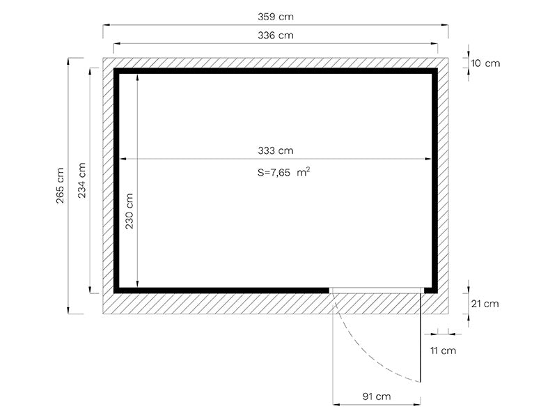 Redskabsskur i træ, Bertilo Pentus 3, 3,37x2,34x2,33m, 7,65m², Natur