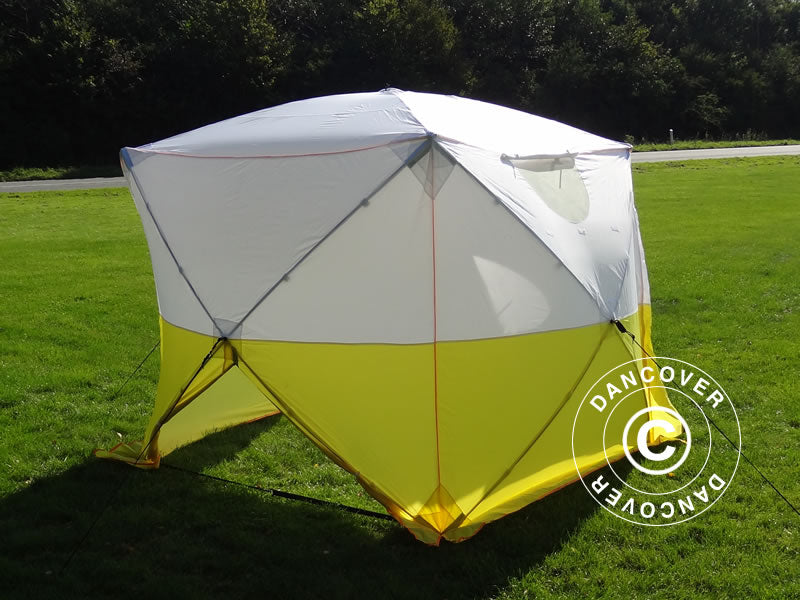 Arbejdstelt, FleXshelter PRO+, 2,5x2,5x2m, PVC, Flammehæmmende, Gul/Hvid