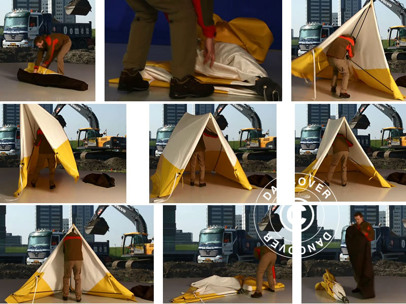 Arbejdstelt, FleXshelter PRO, Type PZ, 1,7x1,8x1,65m, Gul/Hvid