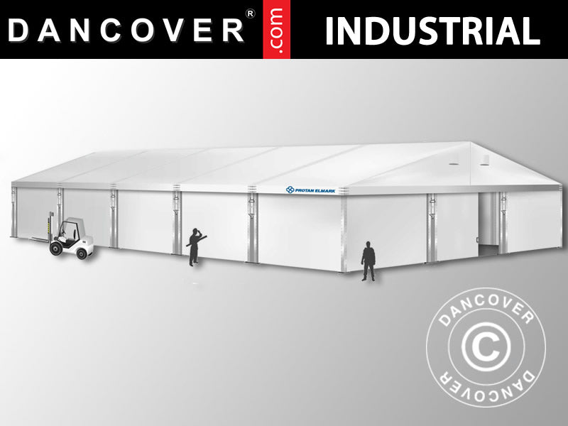 Professionel telthal Alu 12x25x5,92m m/skydeport, PVC, Hvid