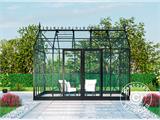 Orangeri/Drivhus Glas 13,8m², 3,73x3,71x3,16m m/sokkel og tagudsmykning, Sort