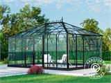 Orangeri/växthus i glas 19m², 5,14x3,71x3,15m m/Bas och takdekoration, Svart