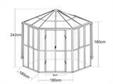 Serra orangerie esagonale in vetro 8,42m², 3,12x3,6x2,42m, Nero