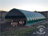 Capannone tenda/tunnel agricolo 12x16x5,88m con portone scorrevole, PVC, Bianco/Grigio