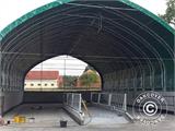 Capannone tenda/tunnel agricolo 12x16x5,88m con portone scorrevole, PVC, Bianco/Grigio