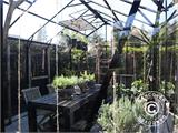 Orangeri/växthus i glas 13,3m², 4,45x2,99x2,95m med bas och takdekoration, Svart