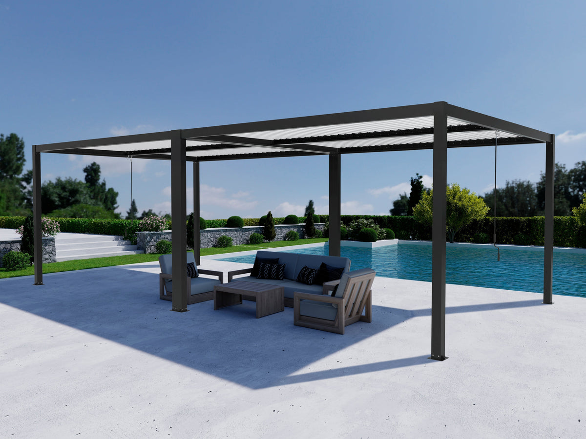 Bioklimatiske pergola pavilloner fra San Pablo Alu+