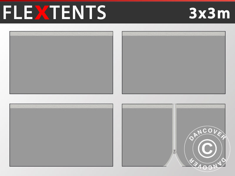 Sidevægge til Foldetelt FleXtents 3x3m, Grå