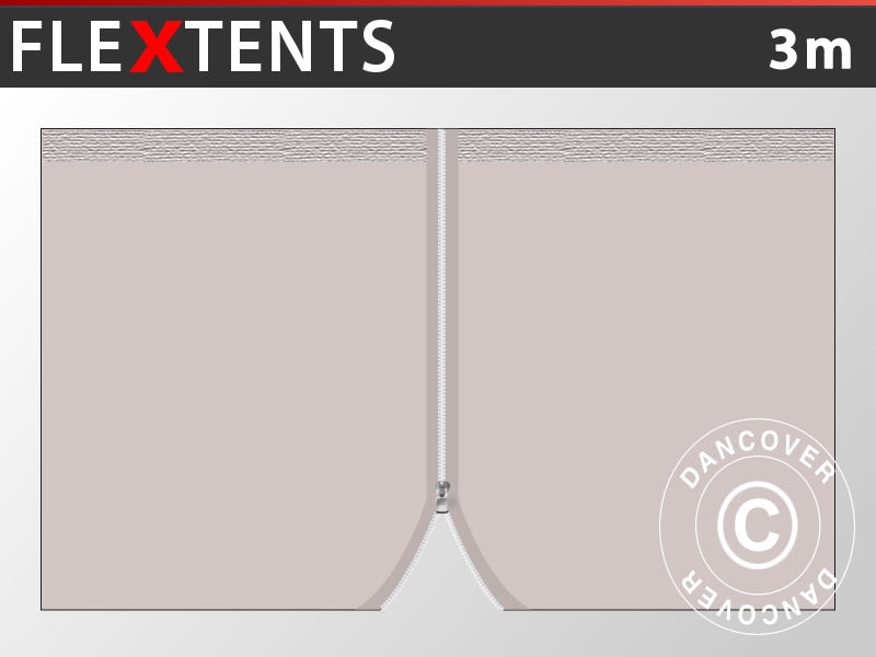 Sidevæg m/lynlås til FleXtents, 3m, Latte