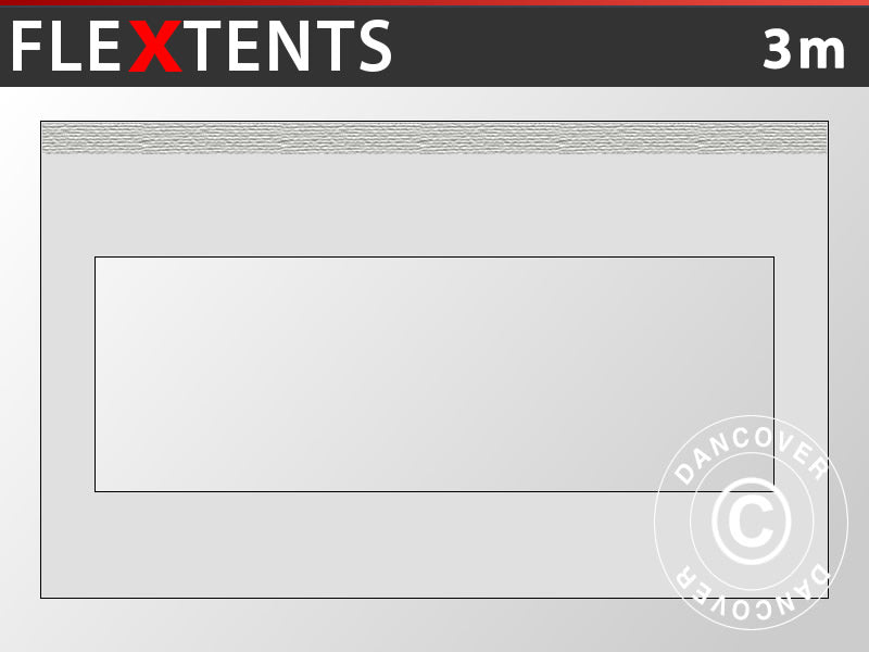 Sidevæg m/panoramavindue til FleXtents, 3m, Sølv