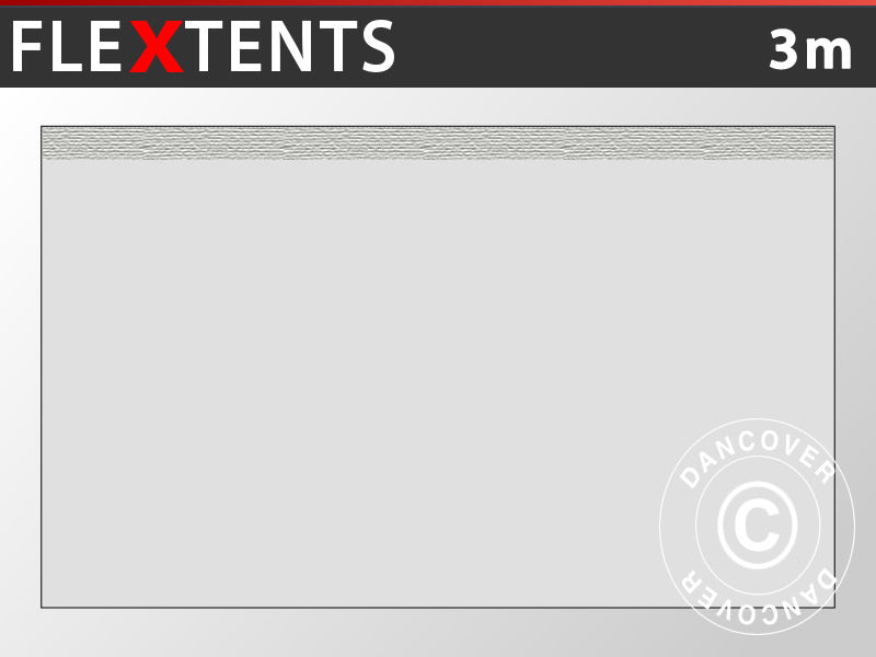 Standard sidevæg til FleXtents, 3m, Sølv