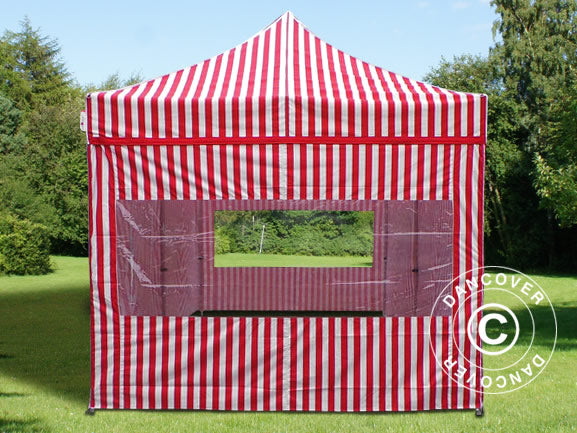 Sidevæg m/panoramavindue til FleXtents, 3m, Stribet