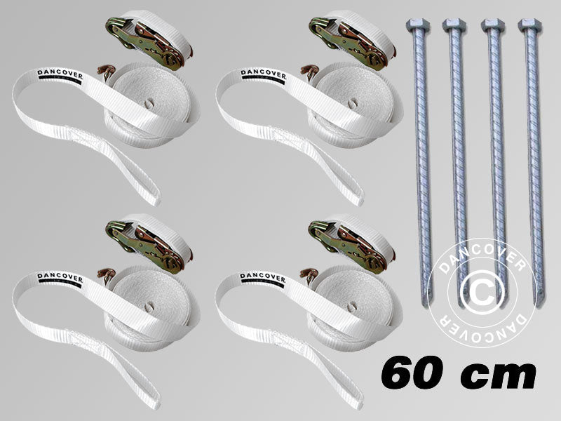 Safetypack 4 (jordspyd 60cm & stormstropper), Hvid