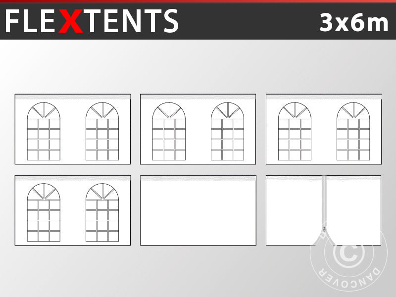 Sidevægge til Foldetelt FleXtents Vintage 3x6m, Hvid