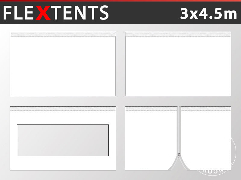 Sidevægge til Foldetelt FleXtents 3x4,5m, Hvid